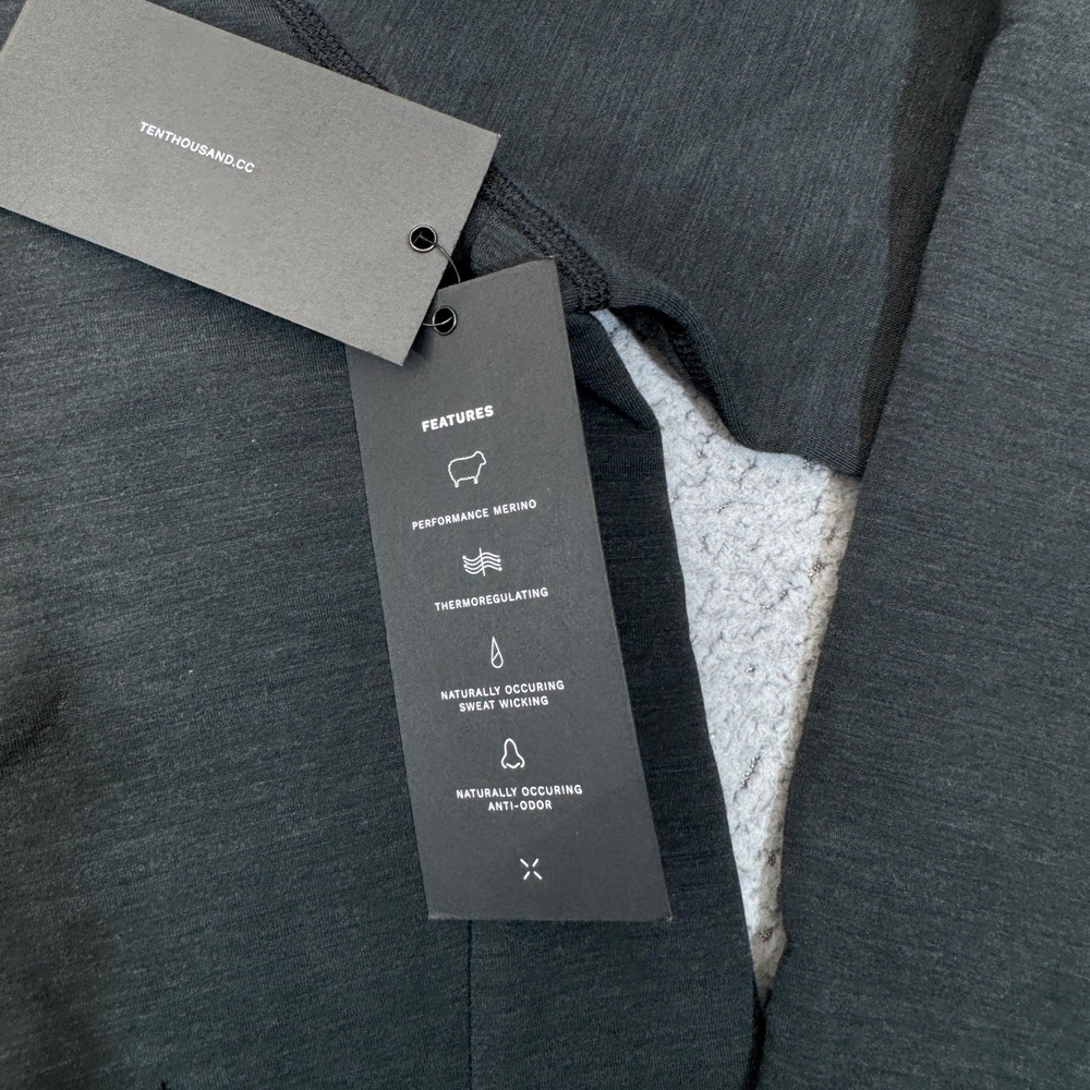Ten Thousand Merino Tech Hoodie Mens Small Black Wool Popover Training Gorp NWT - Picture 4 of 12